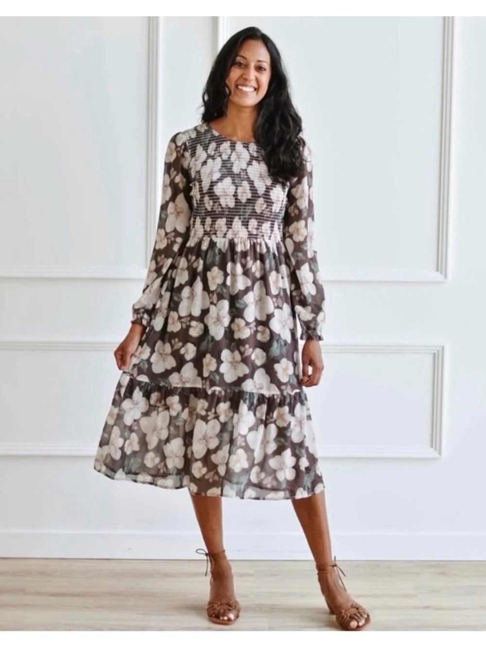 Mad About Style for The Jilly Box Grace Ruffled Midi Dress Size M